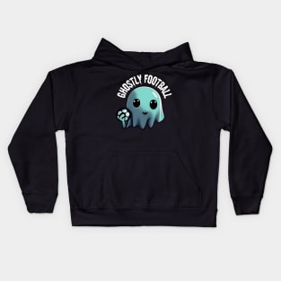 A cute ghost playing Football: The Ghost's Game of Football, Halloween Kids Hoodie